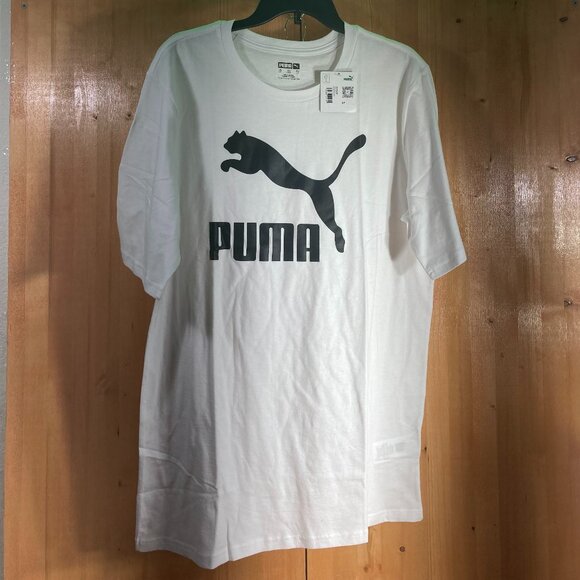 NEW! PUMA CLASSIC LT Large Tall Men's Men Graphic Print T-Shirt Tee Shirt White - Picture 1 of 7